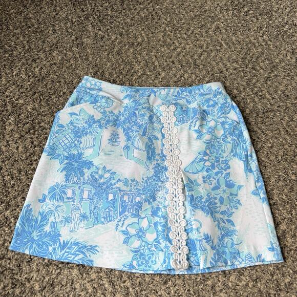 LILLY PULITZER SIZE 2 LUXLETIC DAPHNE SKORT TOILE ME ABOUT IT Blue UPF 50+ New - Picture 2 of 7